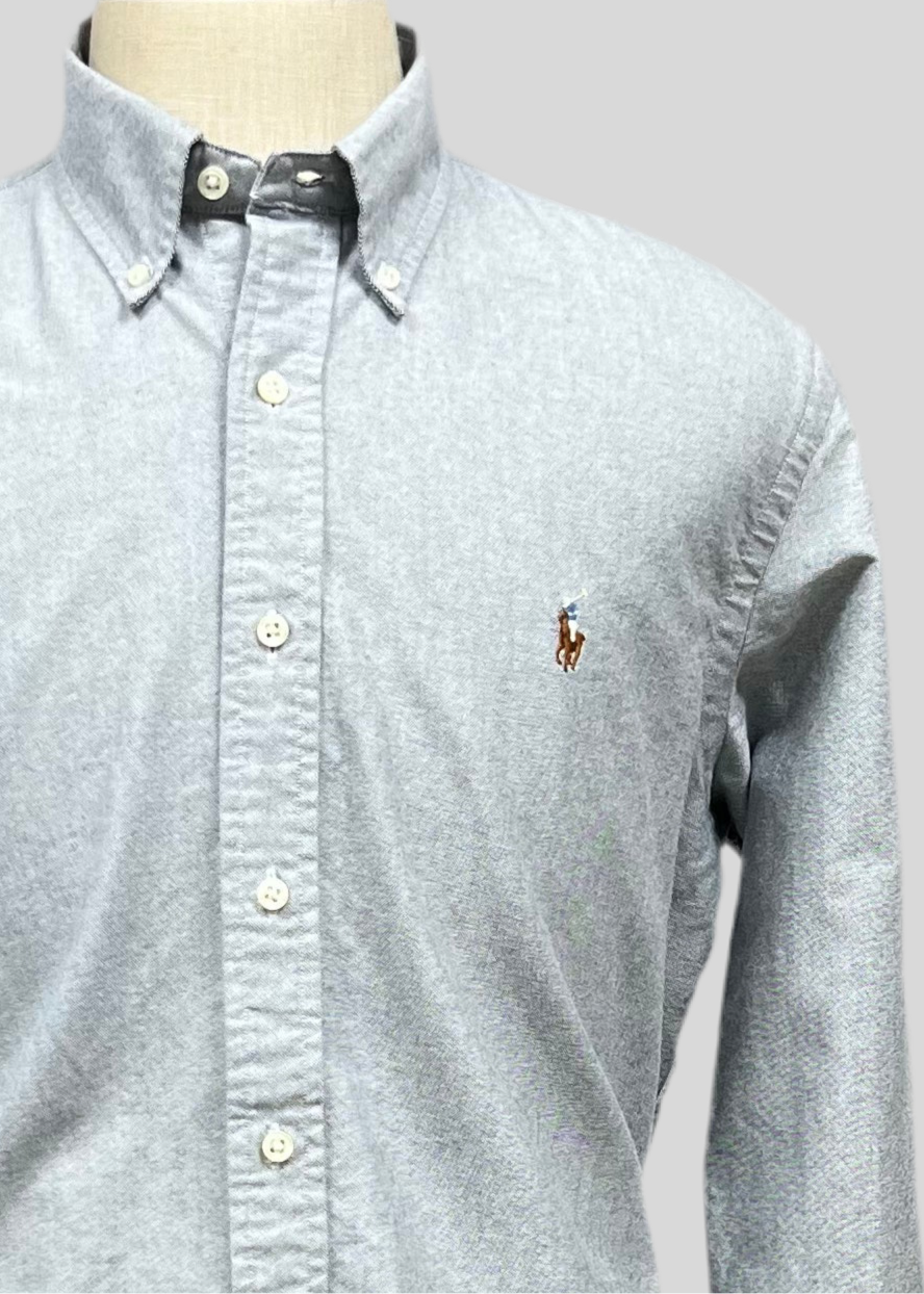 Camisa de botones Polo Ralph Lauren 🏇🏼 Oxford en color gris claro Talla L Entalle Clásico (ver descripción)