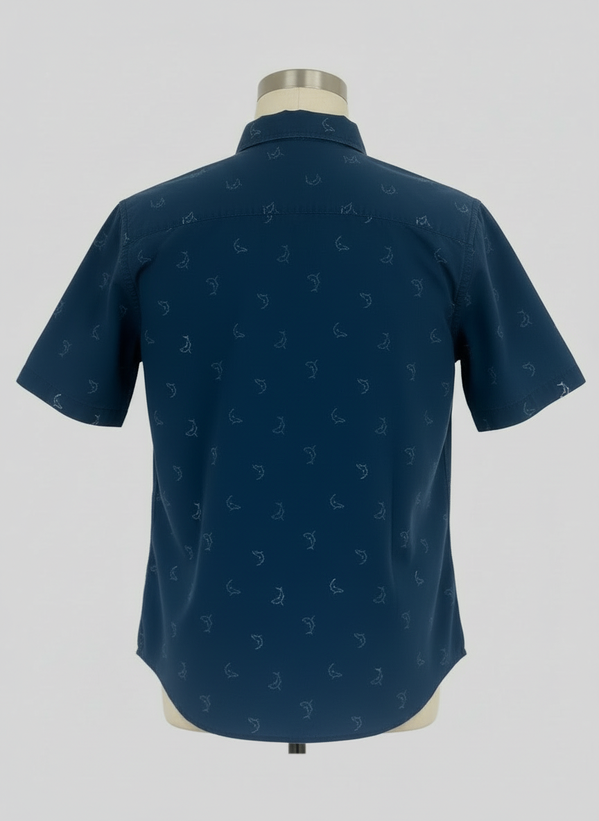 Camisa de botones Polo Ralph Lauren 🏇🏼 Oxford en color azul navy con diseño de peces Talla S Entalle Regular