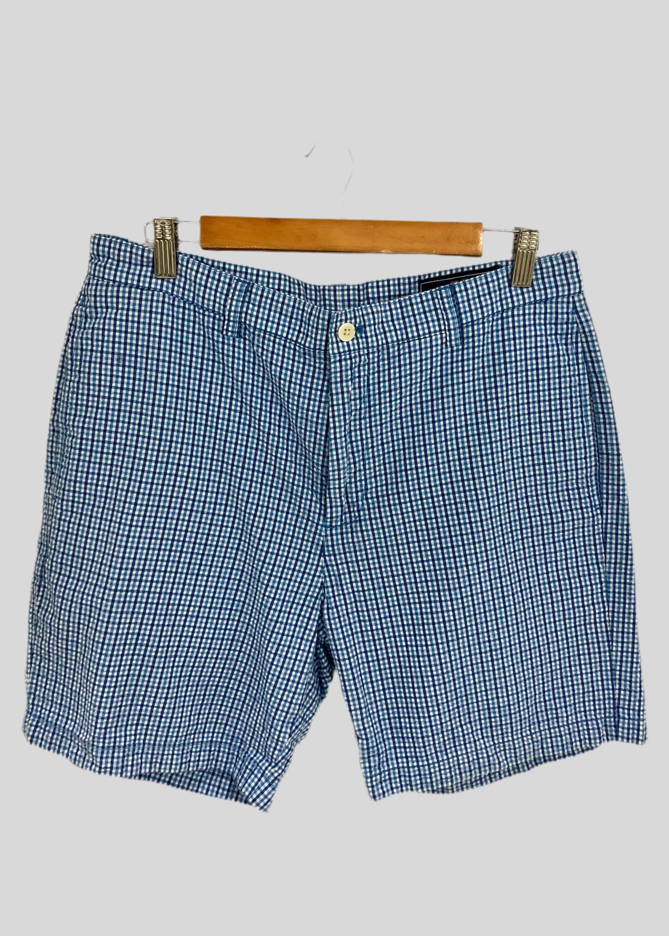 Short Casual Vineyard Vines 🐳 con patron de cuadros en azul y blanco talla 33