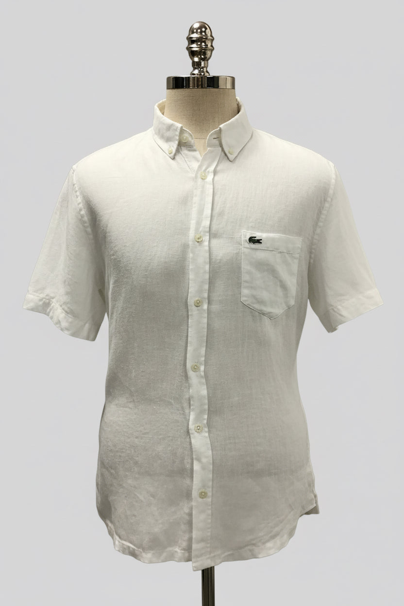 Camisa de botones Lacoste 🐊 de lino color blanco Talla L Entalle Regular