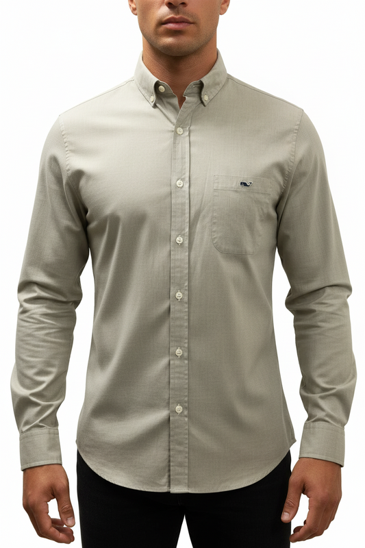 Camisa de botones Vineyard Vines 🐳 Color gris claro Talla M Entalle Slim Fit