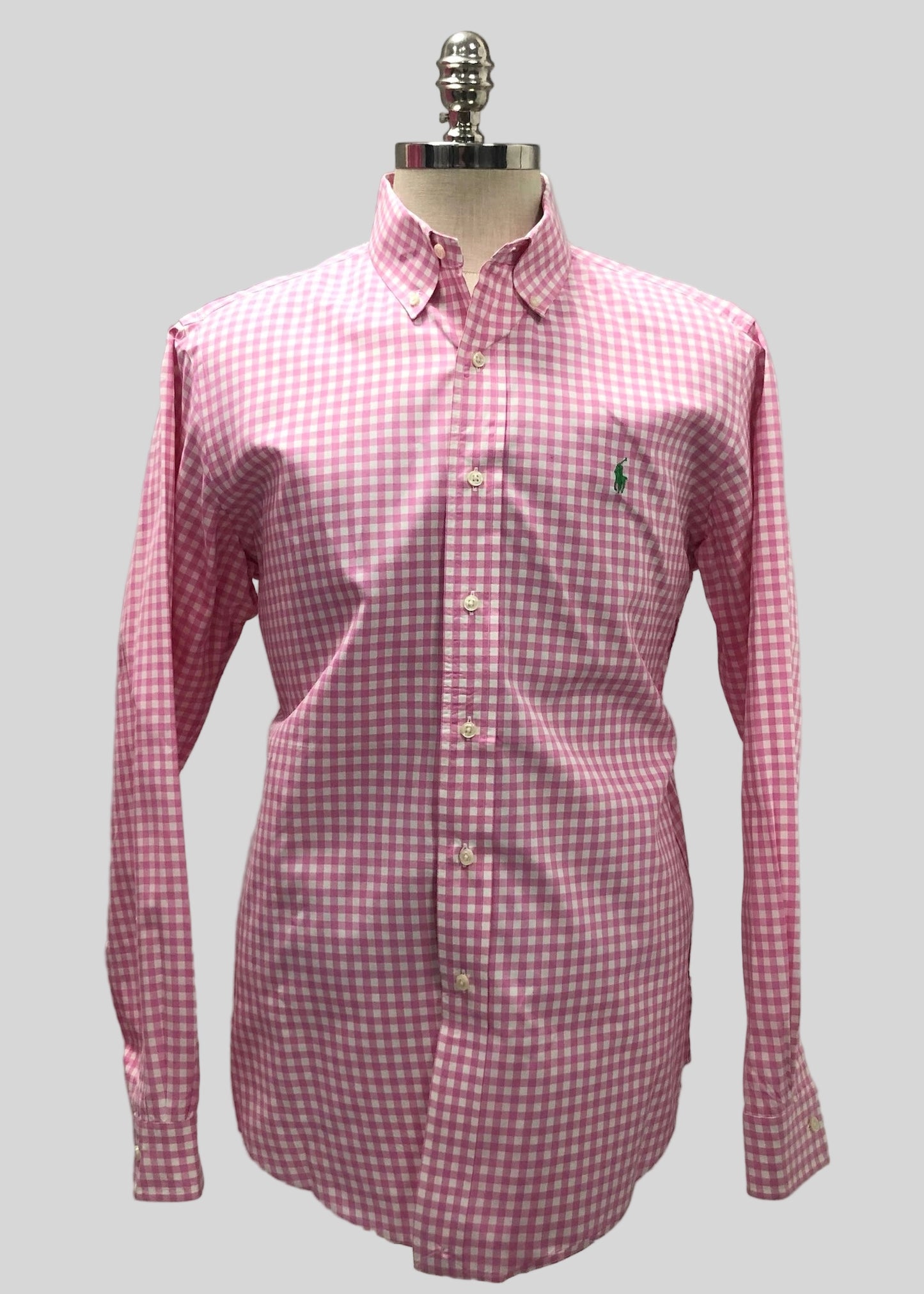 Camisa Polo Ralph Lauren 🏇🏼 de cuadros gingham rosado y blanco Talla L Entalle Custom Fit