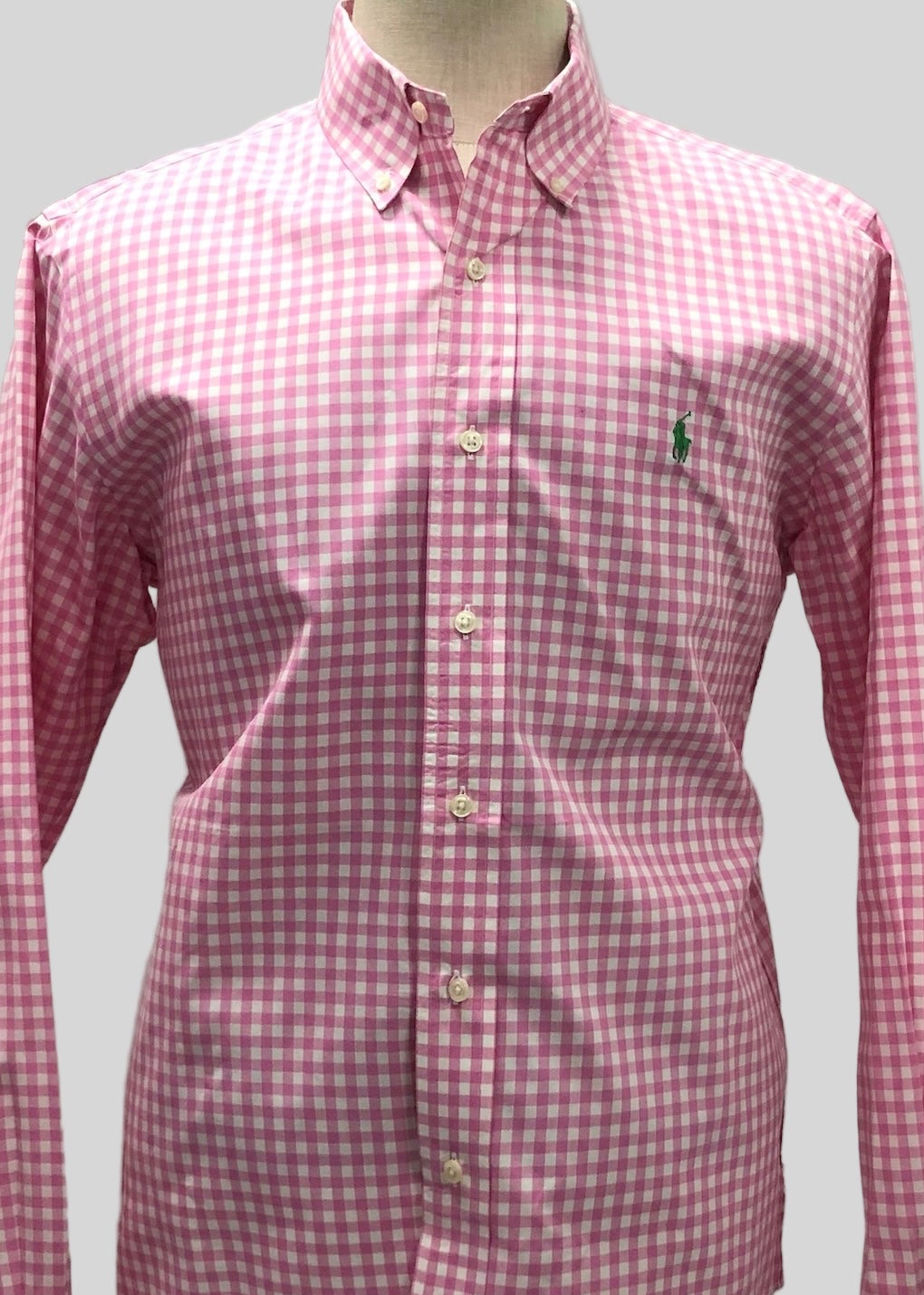 Camisa Polo Ralph Lauren 🏇🏼 de cuadros gingham rosado y blanco Talla L Entalle Custom Fit