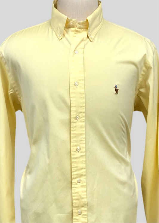 Camisa de botones Polo Ralph Lauren 🏇🏼 Oxford en color amarillo claro Talla XL Entalle Clásico