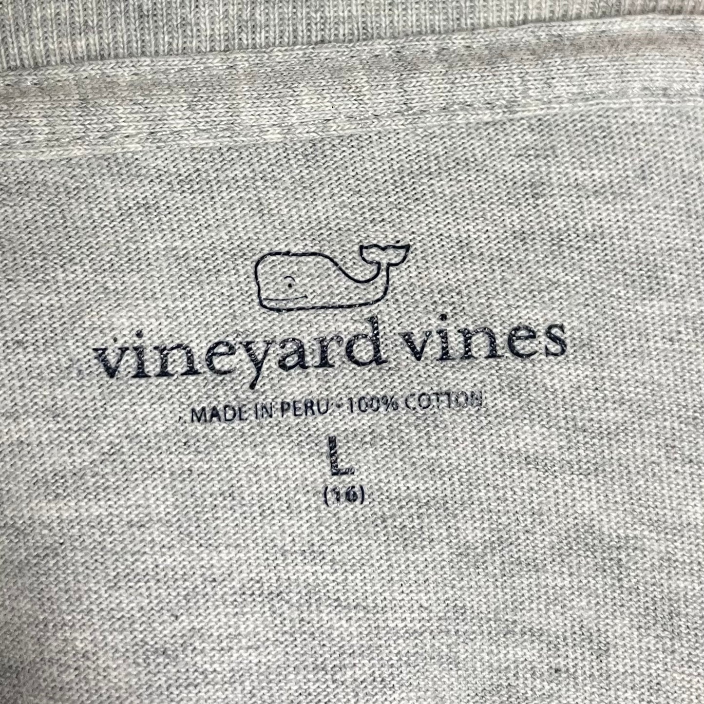 Camiseta de niña Vineyard Vines 🐳 color gris con Diseño de ballena en rosado Talla L