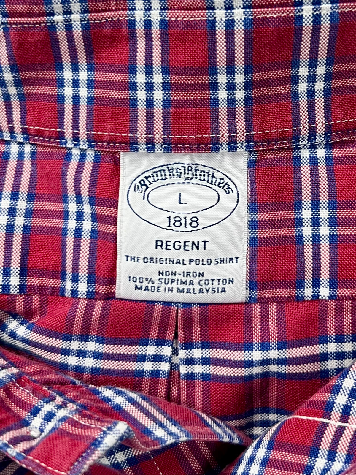 Camisa de botones Brooks Brothers 🐑 de cuadros en rojo, azul y blanco Talla L Entalle Regular