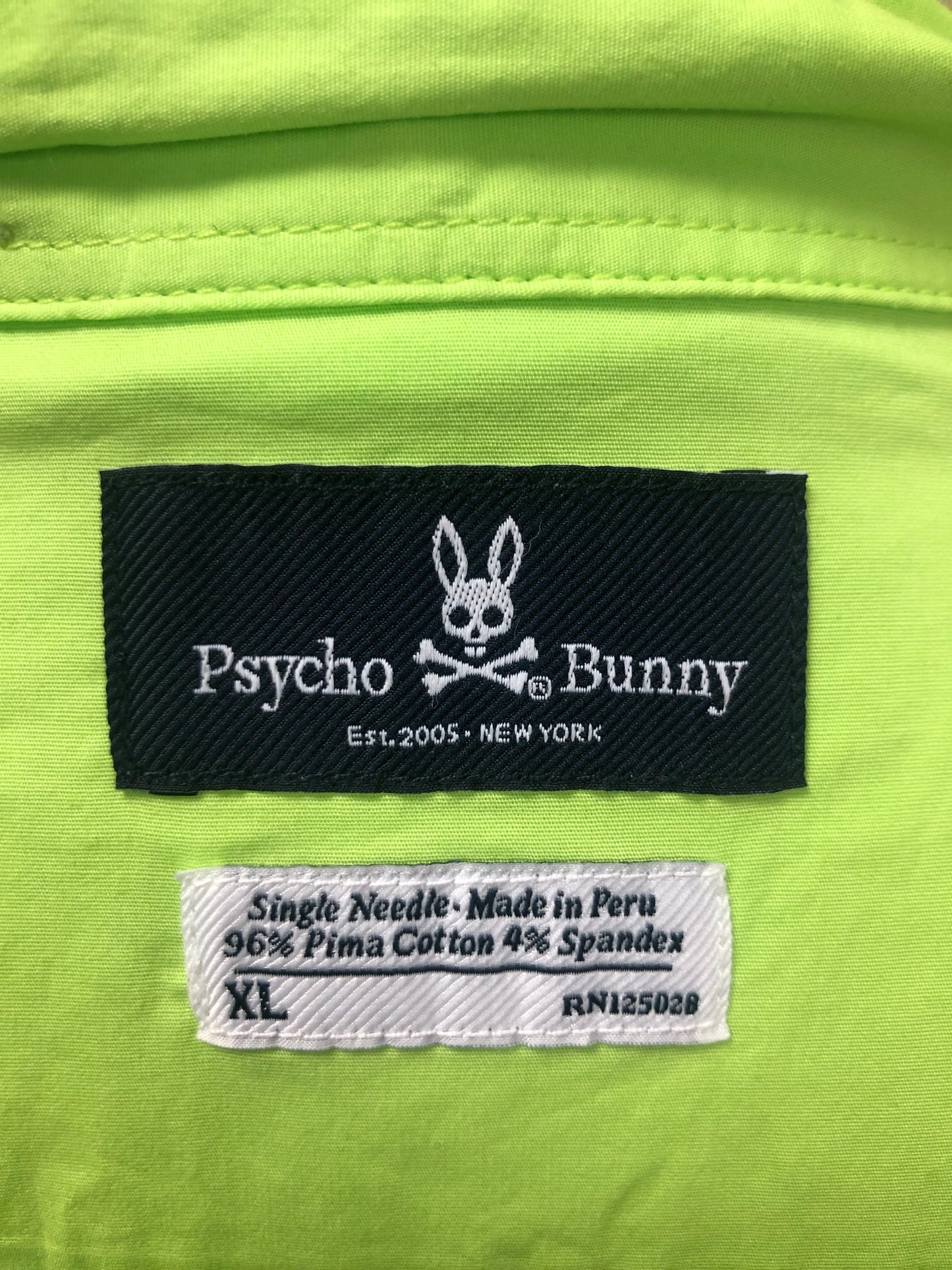 Camisa de botones Psycho Bunny 🐰  Color celeste verde neon con logo tradicional Talla L y XL Entalle Regular