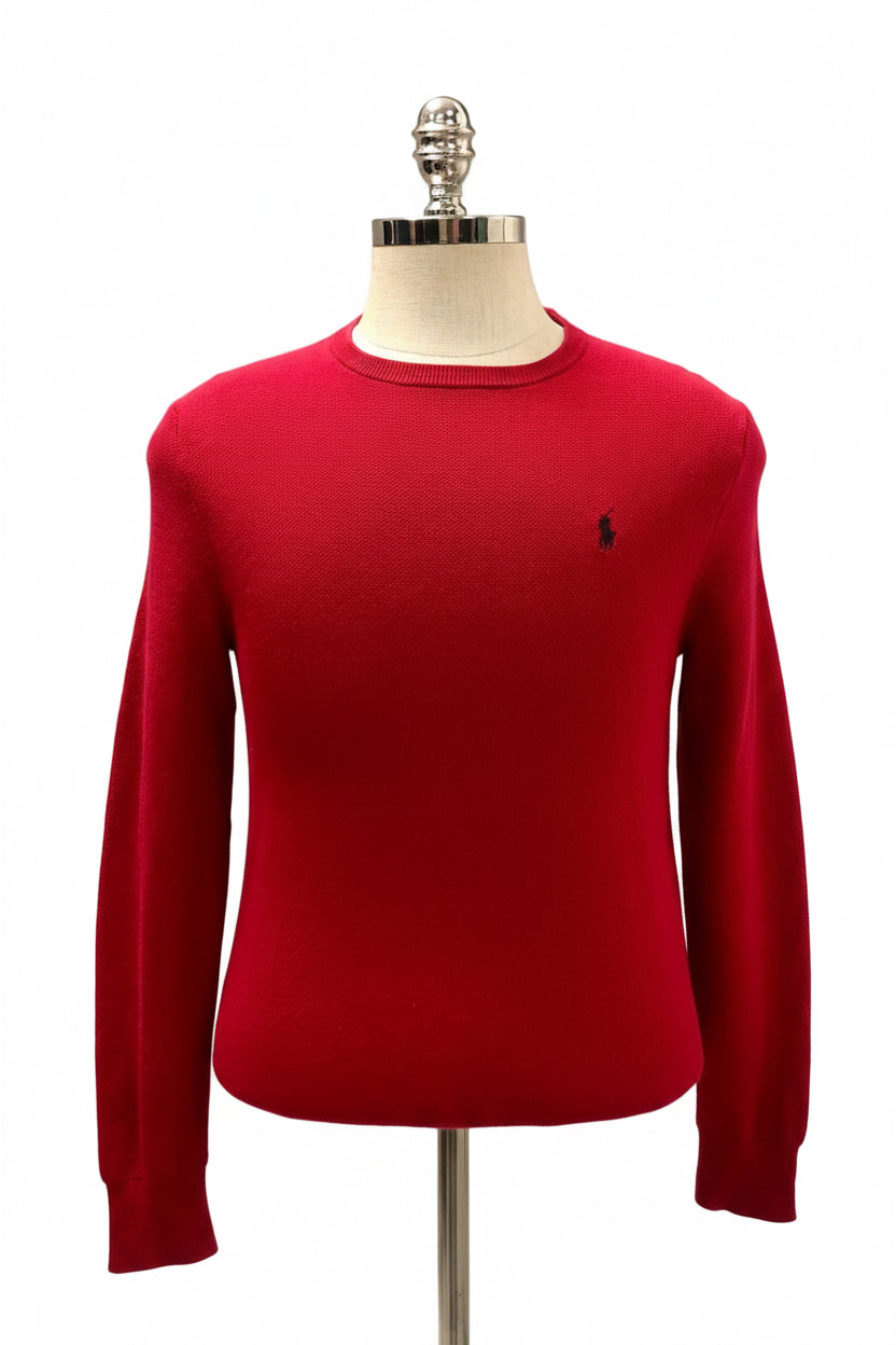 Sueter Jersey Polo Ralph Lauren 🏇🏼 cuello redondo color rojo con logo negro Talla M