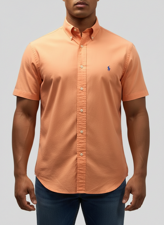 Camisa de botones Polo Ralph Lauren 🏇🏼  en color naranja claro Talla XL Entalle Regular