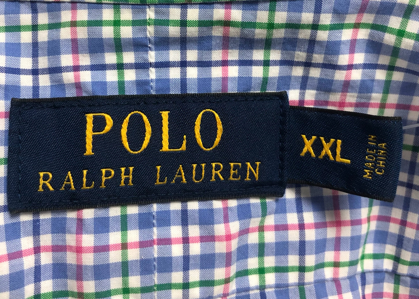 Camisa Polo Ralph Lauren 🏇🏼 color blanco con patron de cuadros rosado, verde y celeste Talla XXL Entalle Regular