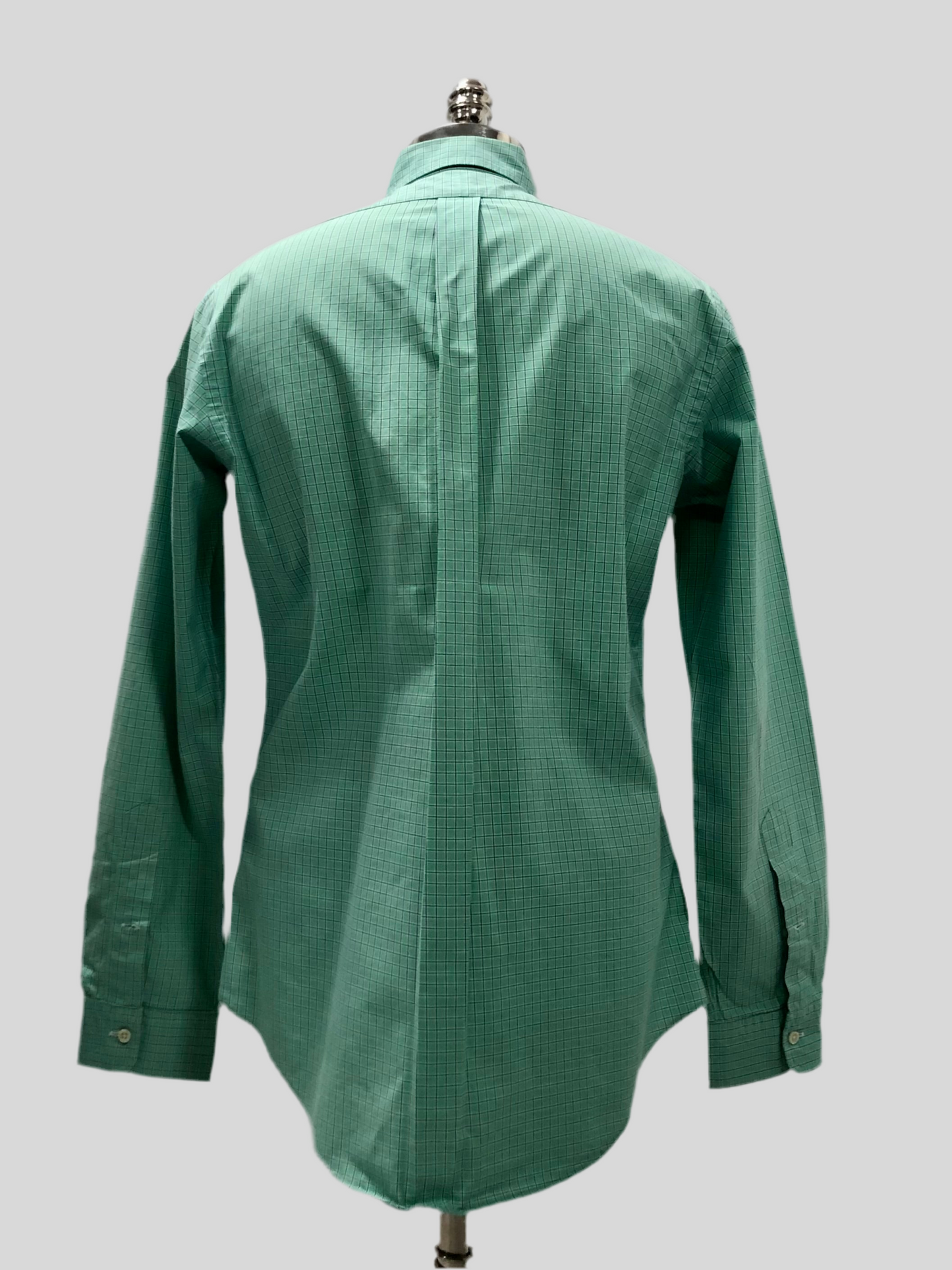 Camisa Polo Ralph Lauren 🏇🏼 color verde claro con patron de cuadro azul y blanco Talla M Entalle Custom Fit