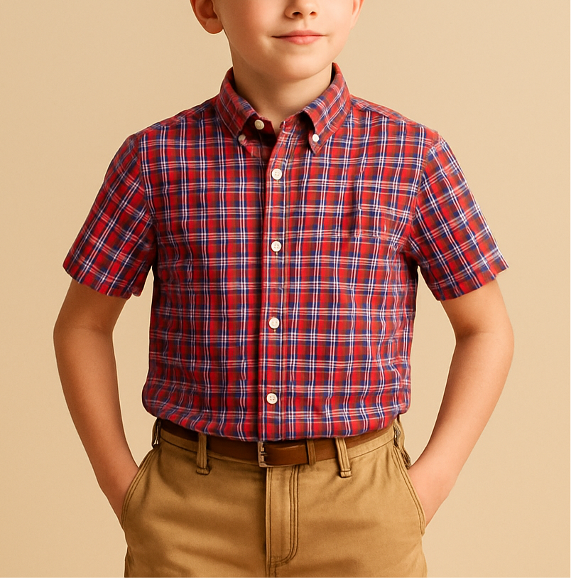 Camisa de niño Polo Ralph Lauren 🏇🏼 con patron de cuadros en rojo, azul, amarillo y blanco Talla M (10-12) Entalle Regular