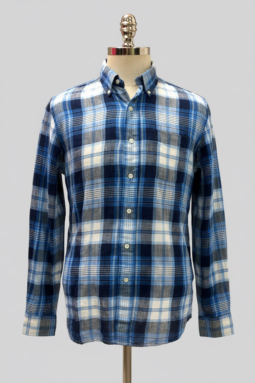 Camisa de botones Polo Ralph Lauren 🏇🏼 de lino con cuadros tartán en azul y blanco Talla M Entalle Regular