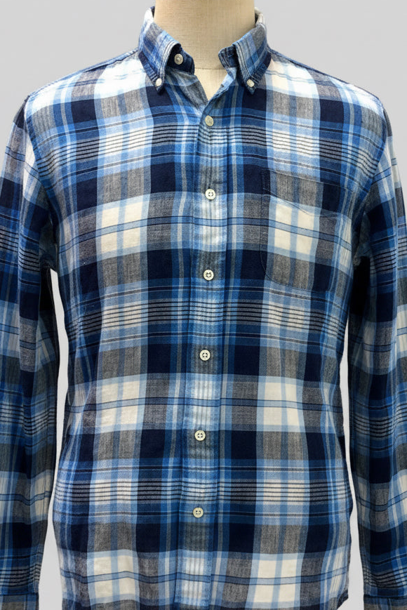 Camisa de botones Polo Ralph Lauren 🏇🏼 de lino con cuadros tartán en azul y blanco Talla M Entalle Regular