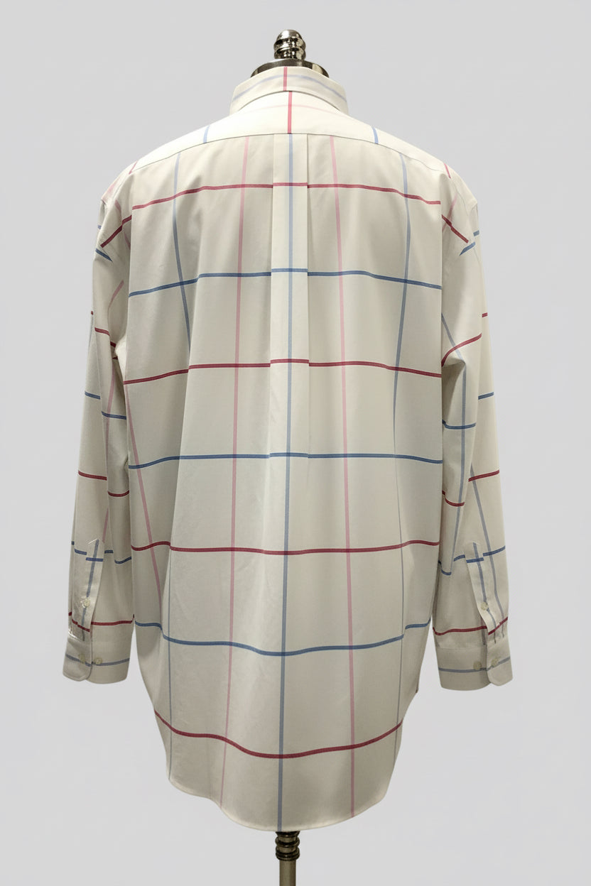 Camisa Brooks Brothers 🐑 color blanco con cuadros tartán en rojo, rosado y celeste Talla XXL Entalle Regular