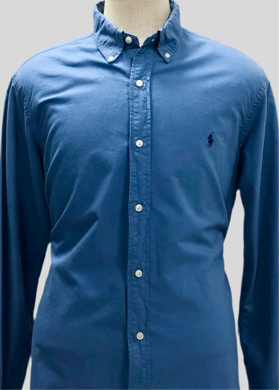 Camisa de botones Polo Ralph Lauren 🏇🏼 Oxford en color azul grisáceo Talla XL Entalle Clásico