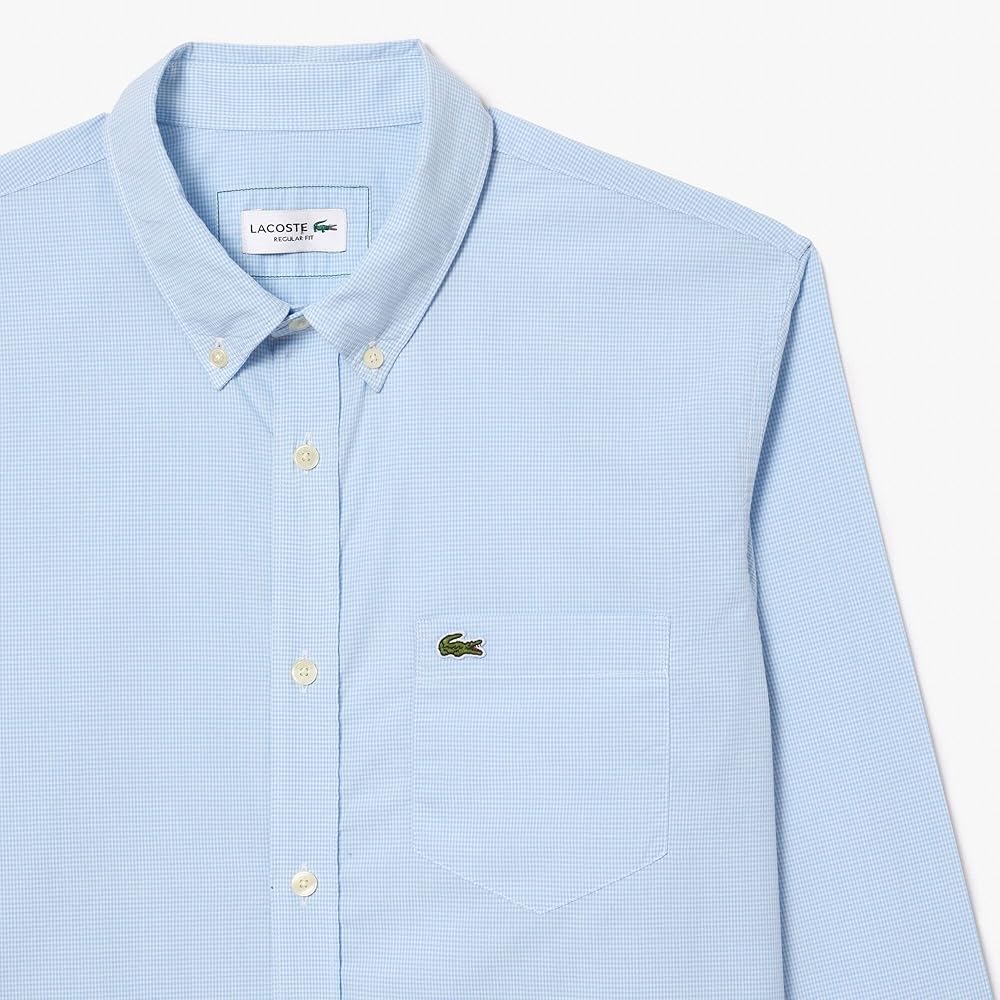 Camisa de botones Lacoste 🐊 Oxford color celeste Talla L Entalle Regular