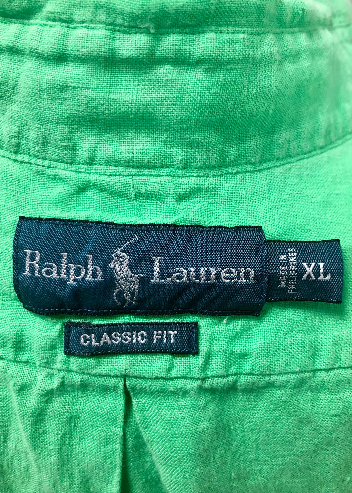 Camisa Polo Ralph Lauren 🏇🏼 de Lino en color verde intenso Talla XL Entalle Clásico