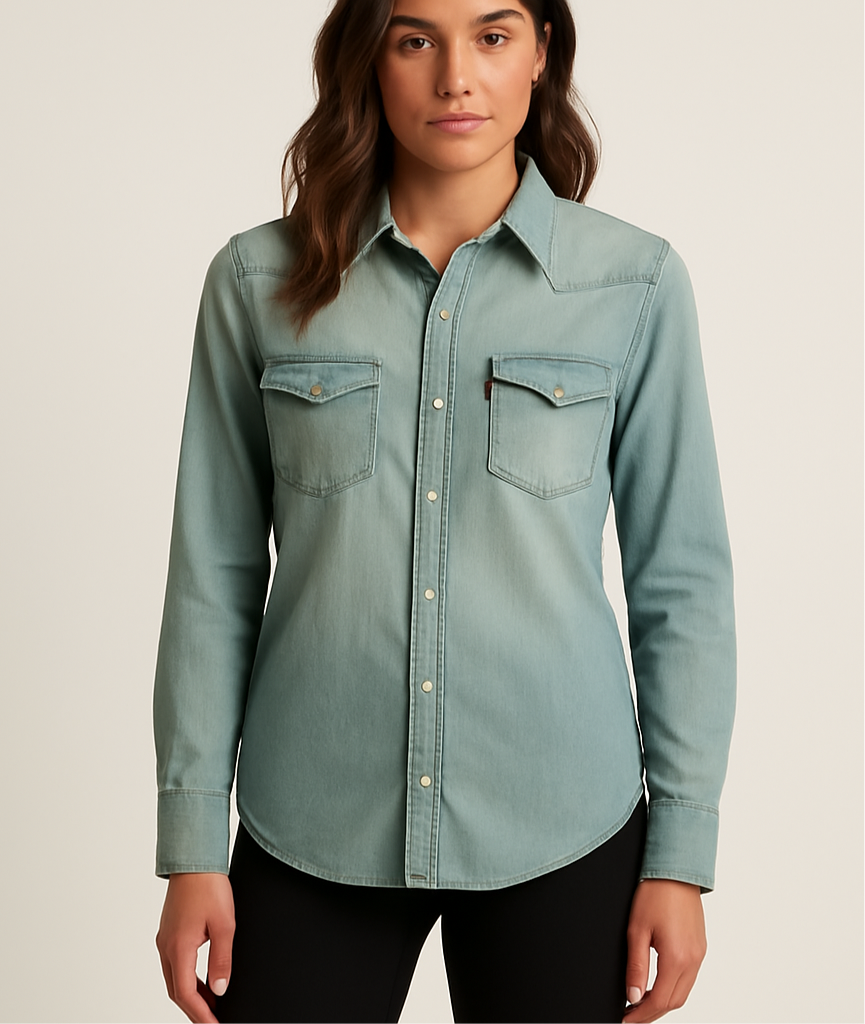 Camisa de mujer Levis 👖De jeans color celeste Talla M Entalle Regular