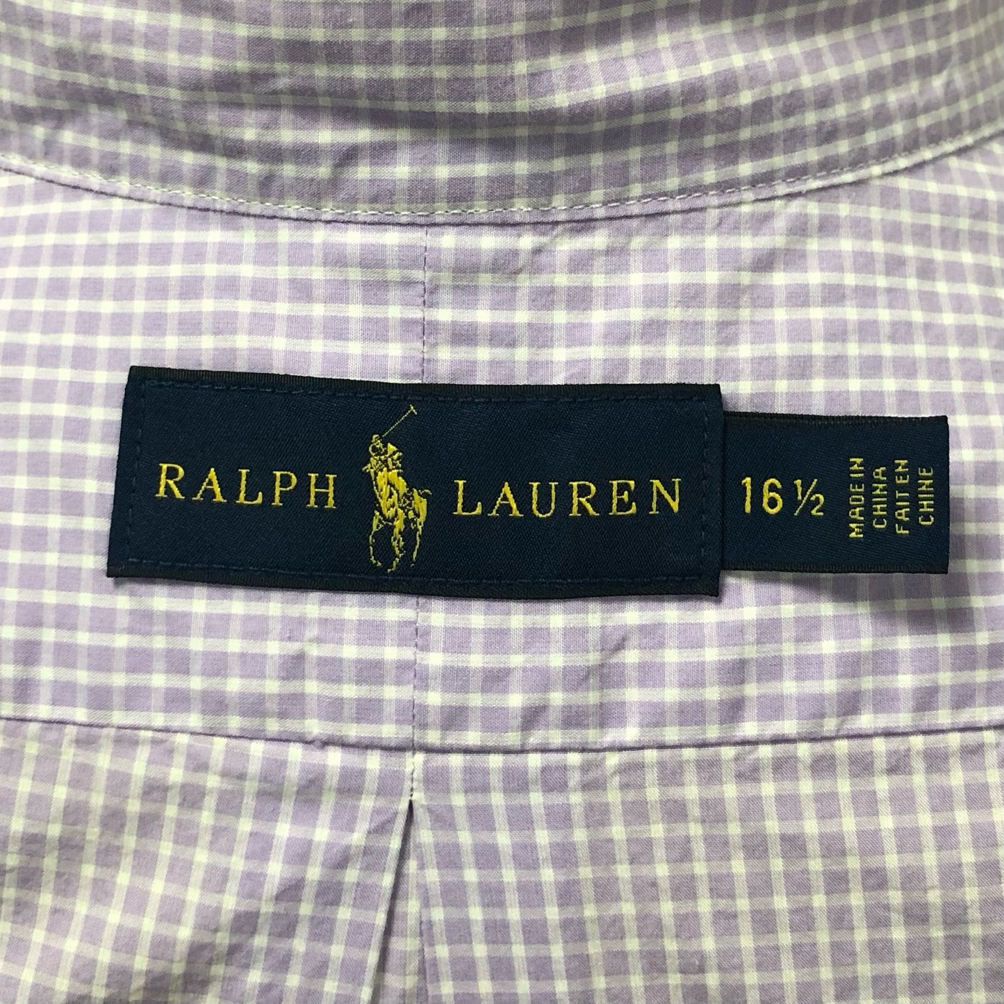 Camisa Polo Ralph Lauren 🏇🏼 con patron de cuadros gingham en color morado y blanco Talla L Entalle Regular