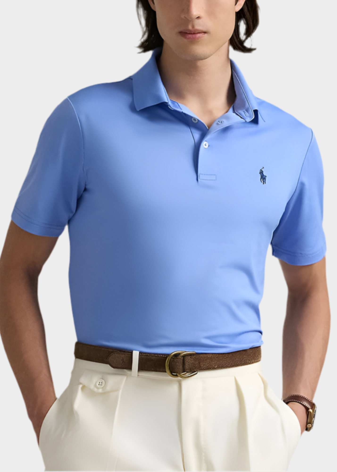 Camiseta Polo Ralph Lauren 🏇🏼 Tela performance color celeste Talla XXL Entalle Regular