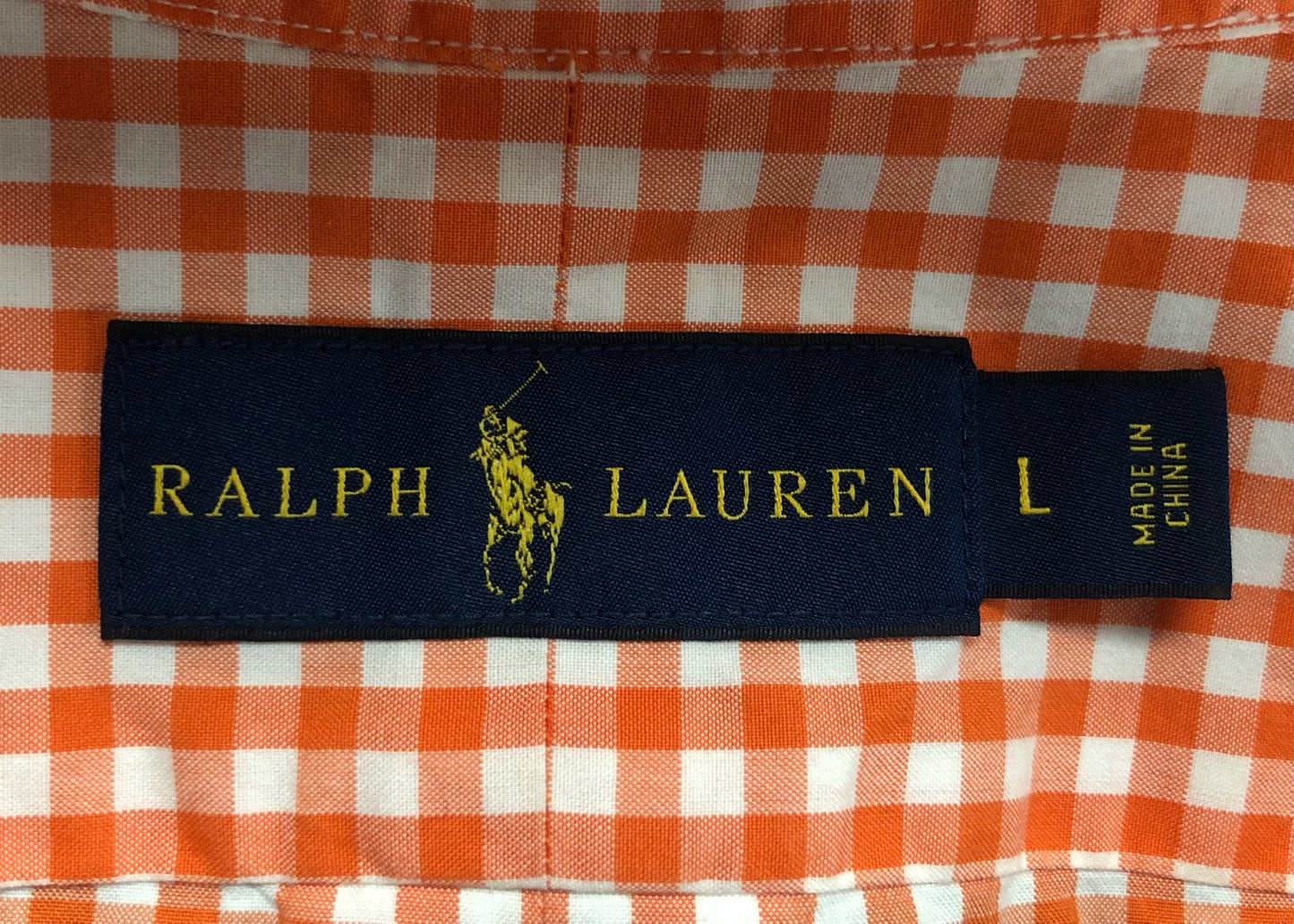 Camisa de botones Polo Ralph Lauren 🏇🏼 con patron de cuadros gingham naranja y blanco Talla L Entalle Regular
