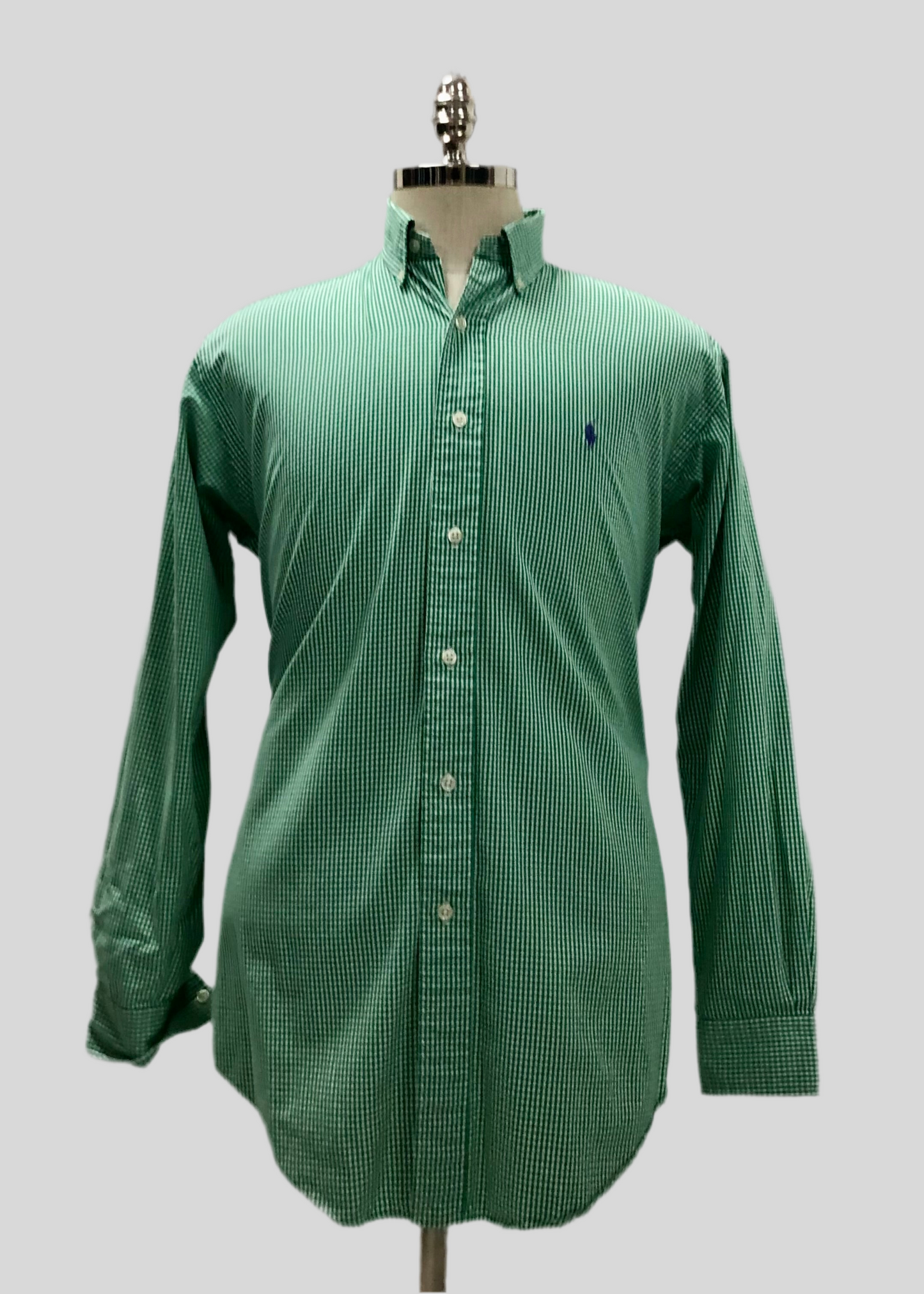 Camisa Polo Ralph Lauren 🏇🏼 con patron de cuadros gingham verde y blanco Talla M Entalle Regular