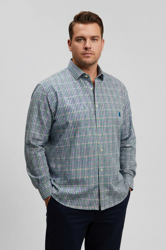 Camisa Polo Ralph Lauren 🏇🏼 color blanco de cuadros multicolor Talla XXL Entalle Slim Fit