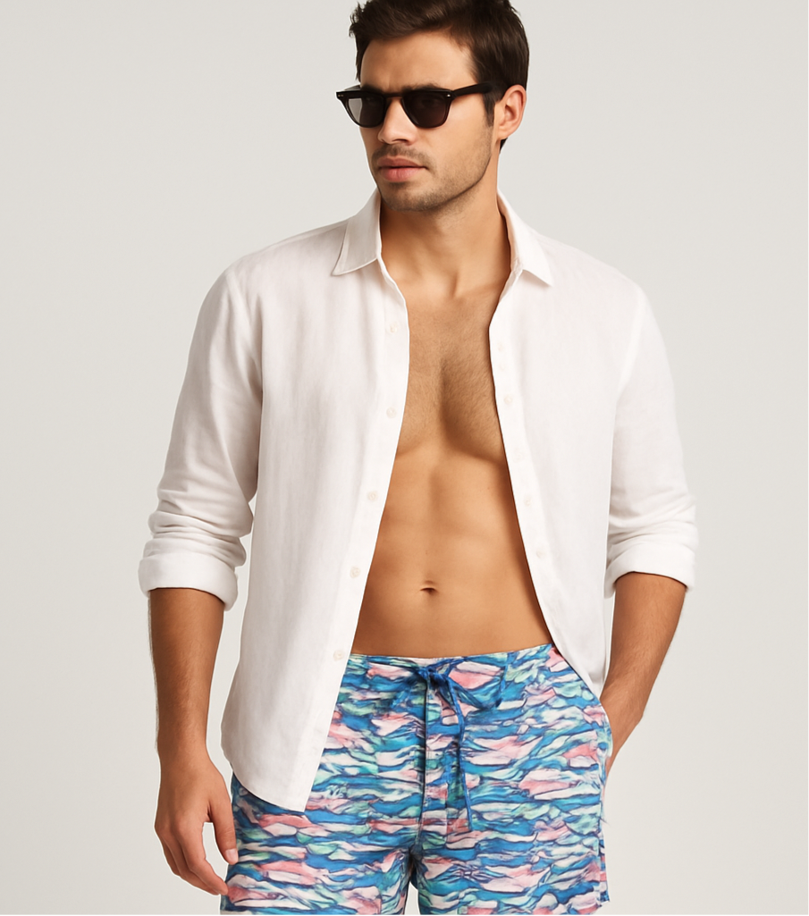 Shorts de baño Vineyard Vines 🐳 con diseño de peces en color rosado, verde y azul talla L