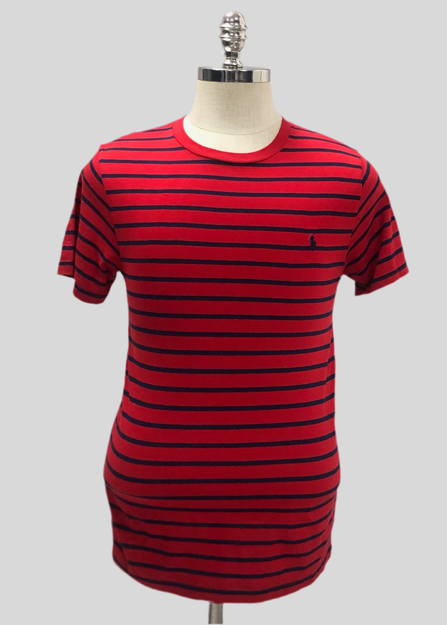 Camiseta cuello redondo de niño Ralph Lauren 🏇🏼 de rayas en color rojo y color azul navy Talla L (14-16) Entalle Regular