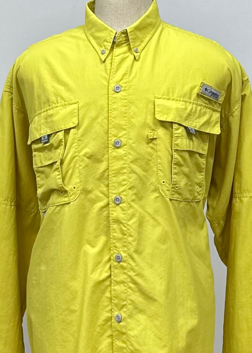 Camisa Columbia 🔹color amarillo intenso con Omni Shade Manga larga Talla XL