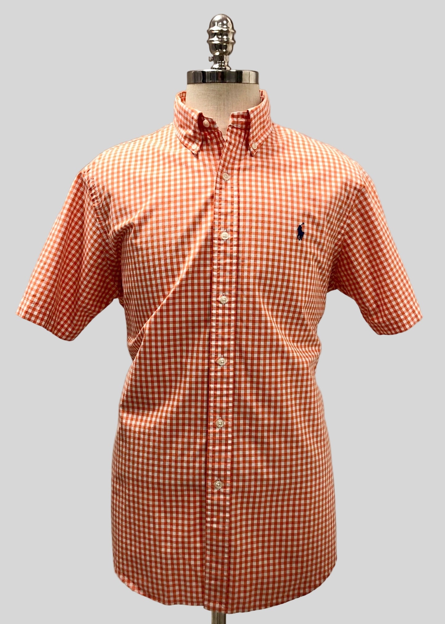 Camisa de botones Polo Ralph Lauren 🏇🏼 con patron de cuadros gingham naranja y blanco Talla L Entalle Regular