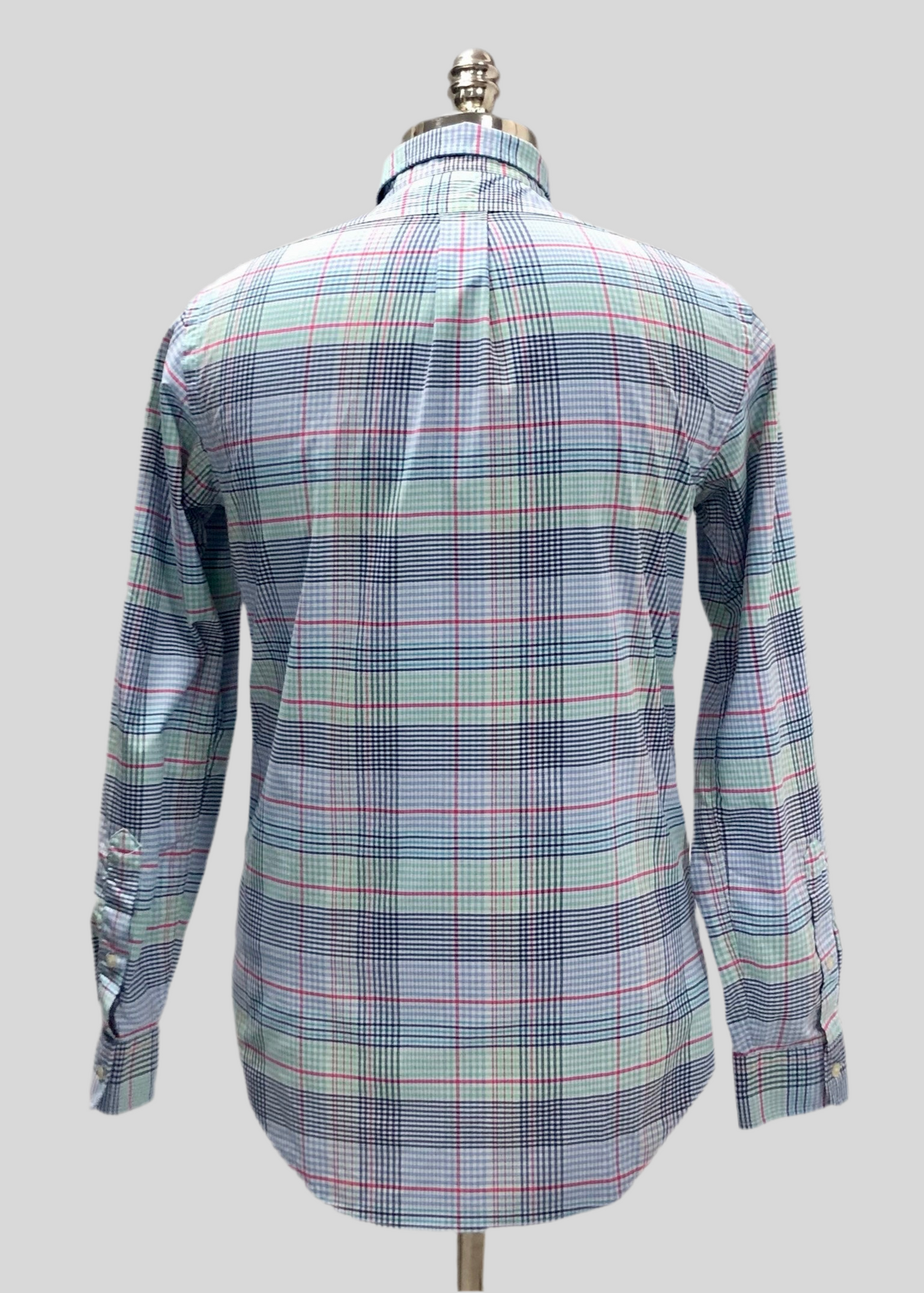 Camisa Polo Ralph Lauren 🏇🏼 Performance blanca de cuadros celeste, azul, rojo y verde Talla S Entalle Clásico