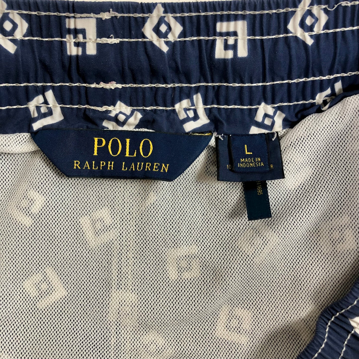 Short de baño Polo Ralph Lauren 🏇🏼color azul navy con diseño de cuadros en blanco talla L