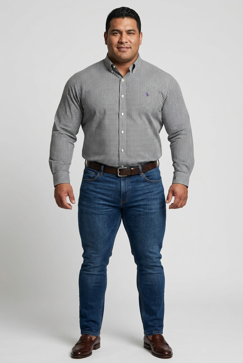 Camisa de botones Polo Ralph Lauren 🏇🏼 de cuadros finos en negro y blanco Talla XL Entalle Regular