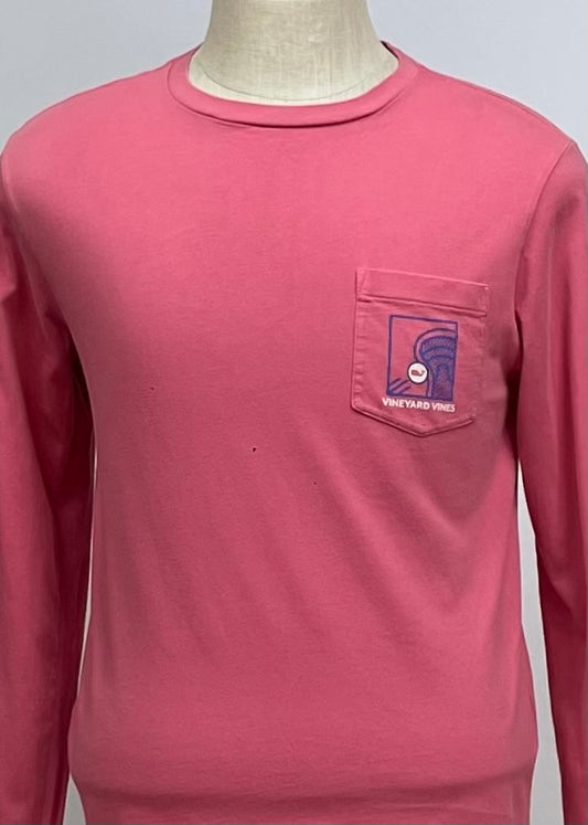 Camiseta de bolsillo Vineyard Vines 🐳 color rosado con Diseño Every Game Talla Small