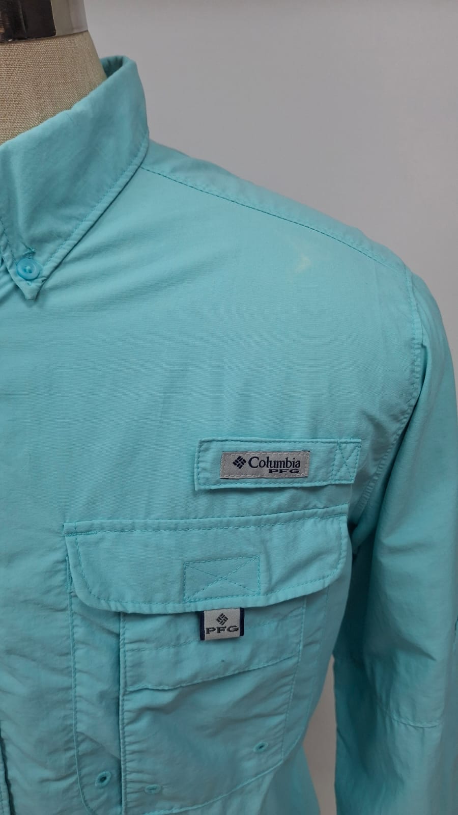 Camisa Columbia 🔹color turquesa claro con Omni Shade Manga larga Talla XL (ver descripción)