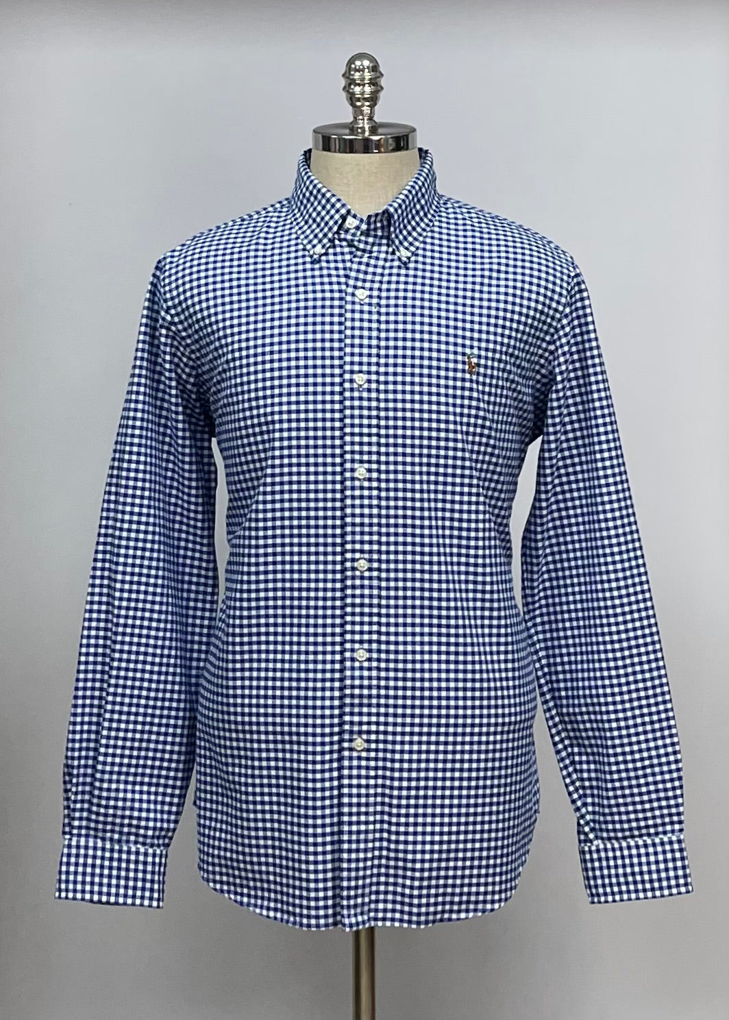 Camisa Polo Ralph Lauren 🏇🏼 con patron de cuadros gingham azul y blanco Talla L Entalle Clásico