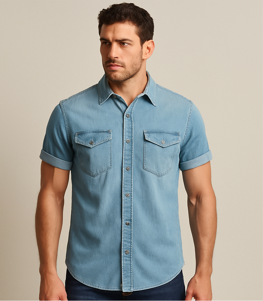 Camisa de botones Calvin Klein 🇺🇸 de jeans en color Celeste Talla S Entalle Regular
