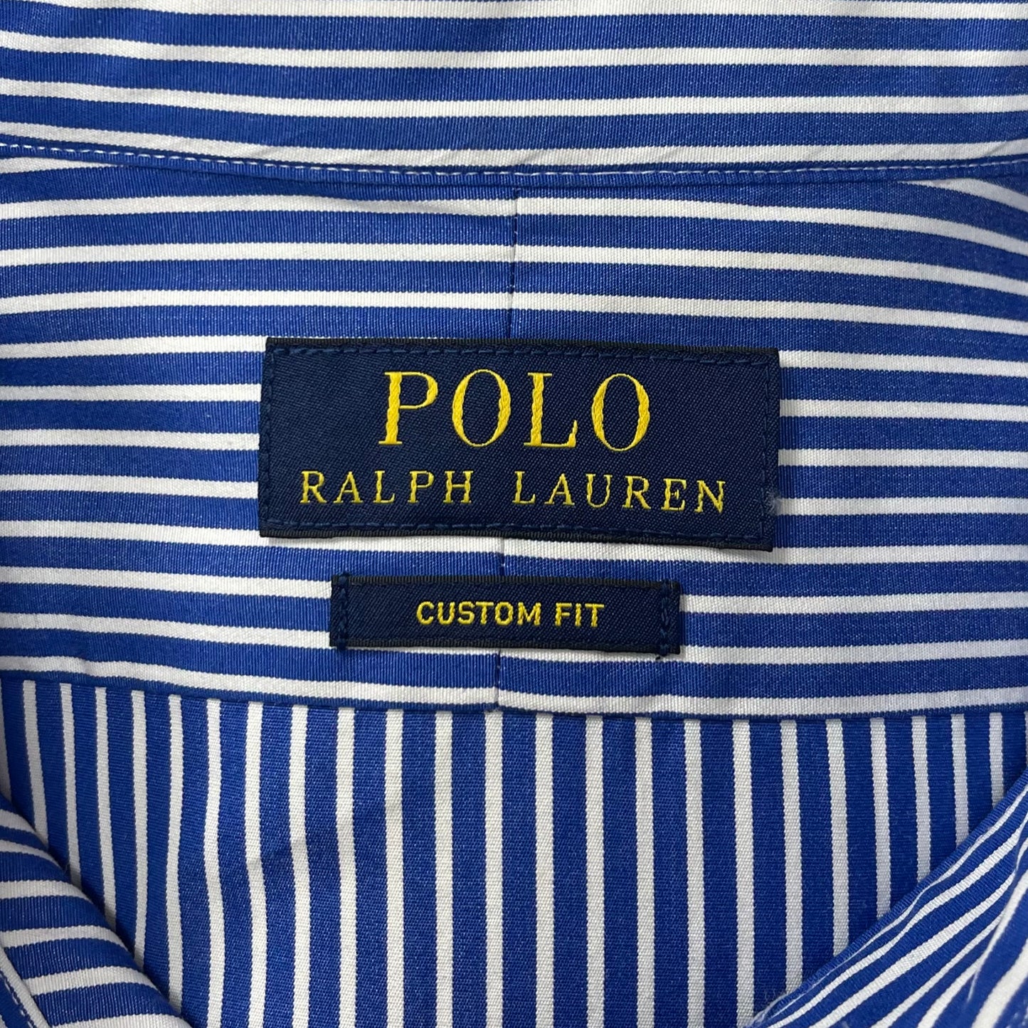 Camisa Polo Ralph Lauren 🏇🏼 color azul con patrón de rayas en blanco Talla L Entalle Slim Fit