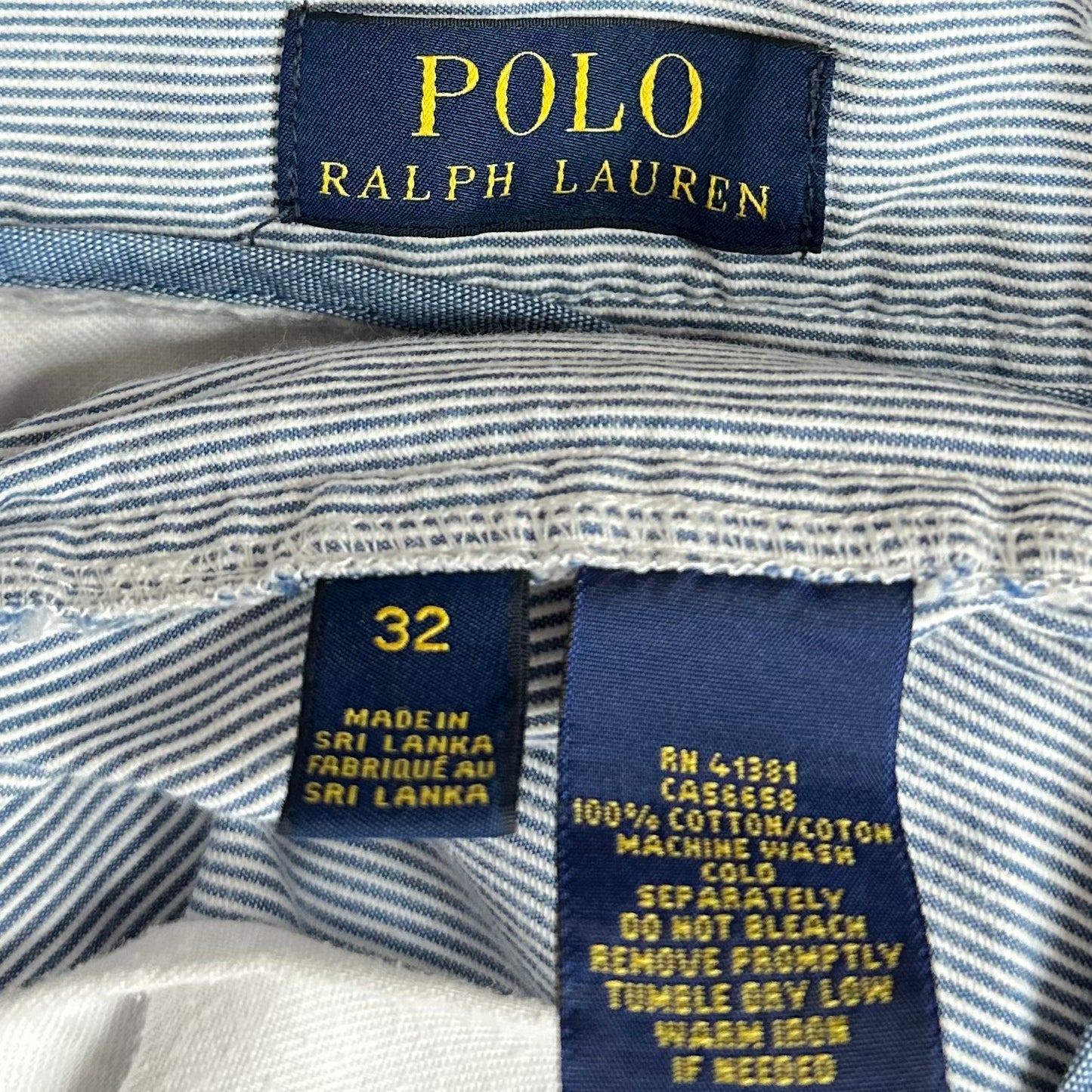 Short Casual Polo Ralph Lauren🏇 con patron de rayas en color azul y blanco talla 32