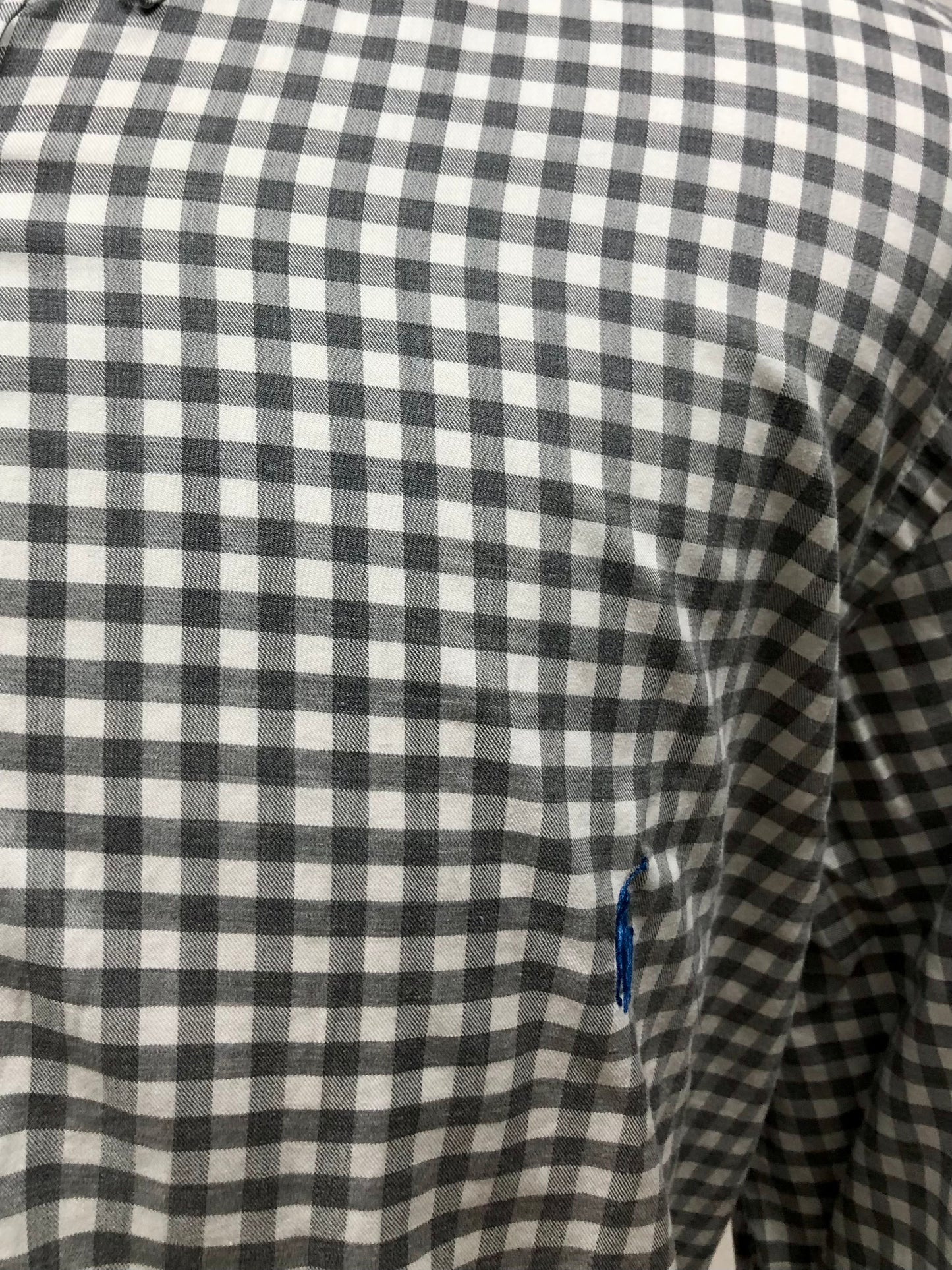 Camisa Polo Ralph Lauren 🏇🏼 con patron de cuadros gingham gris y blanco Talla XXL Entalle Regular