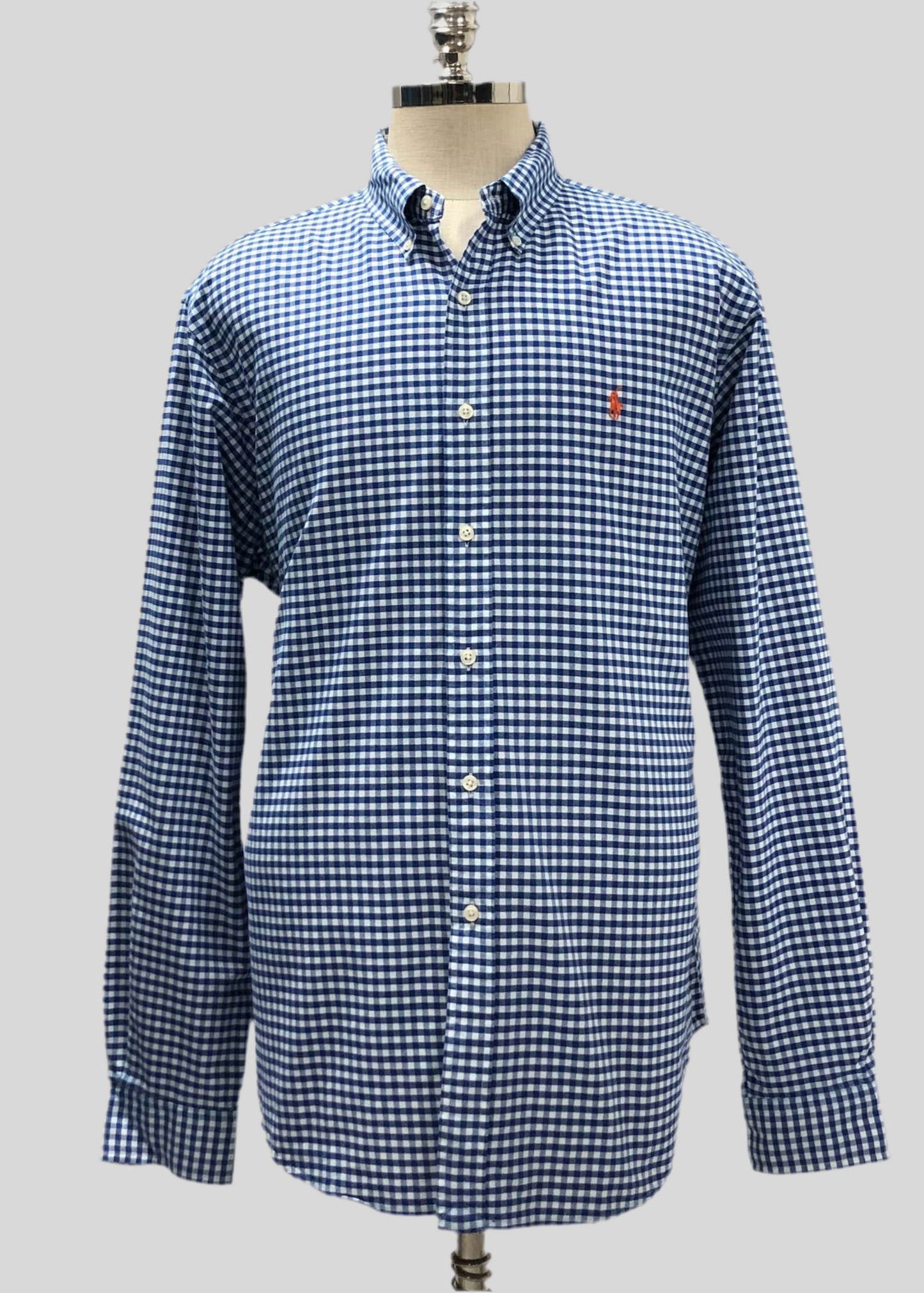 Camisa Polo Ralph Lauren 🏇🏼 Oxford con patron de cuadros gingham azul y blanco Talla XL Entalle Clásico