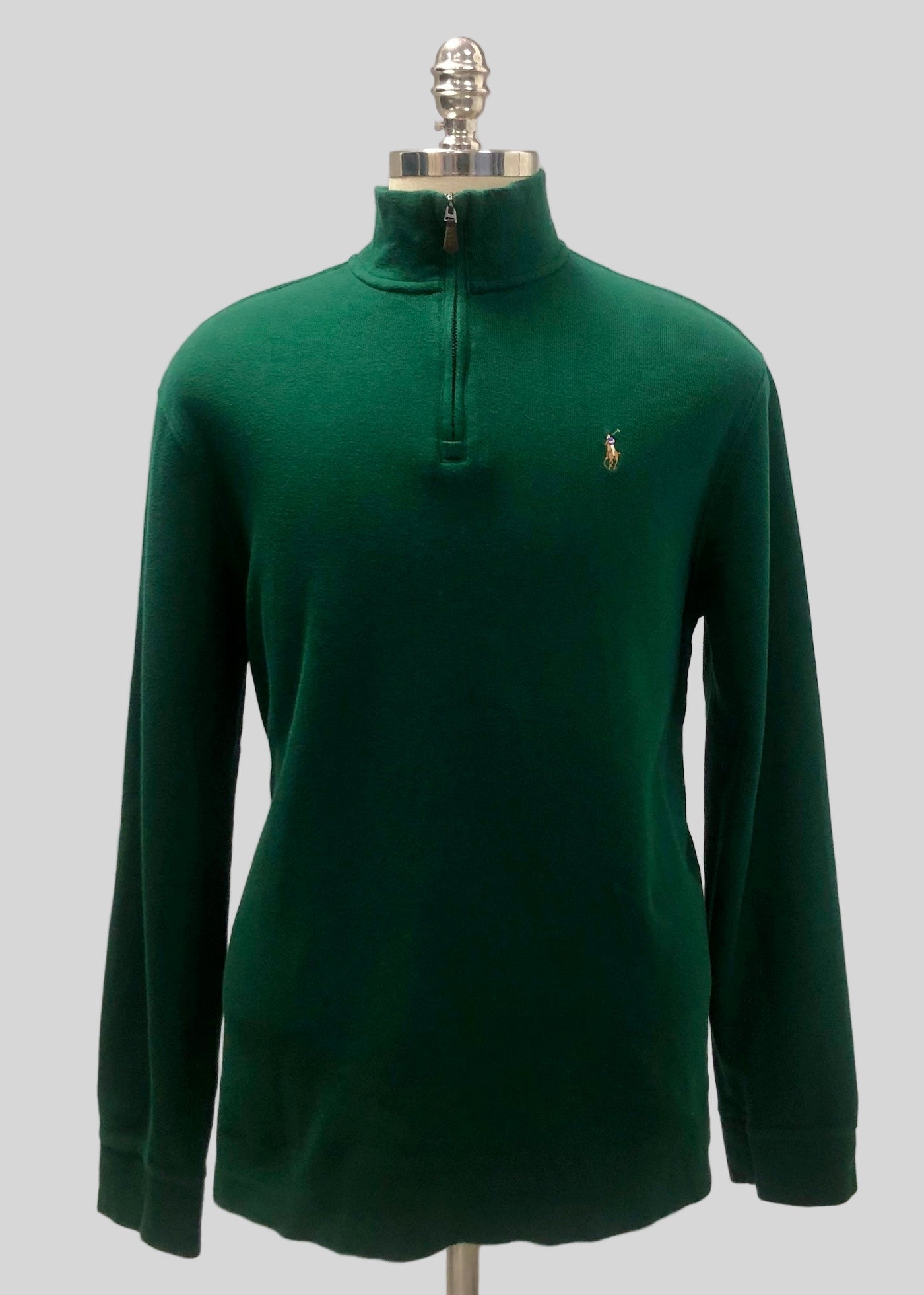 Sueter Jersey Polo Ralph Lauren 🏇🏼 color verde oscuro con logo multicolor Talla L