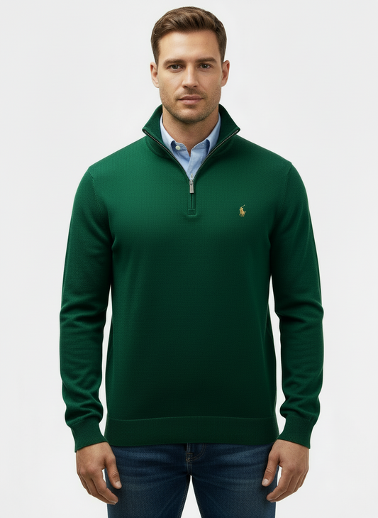 Sueter Jersey Polo Ralph Lauren 🏇🏼 color verde oscuro con logo multicolor Talla L