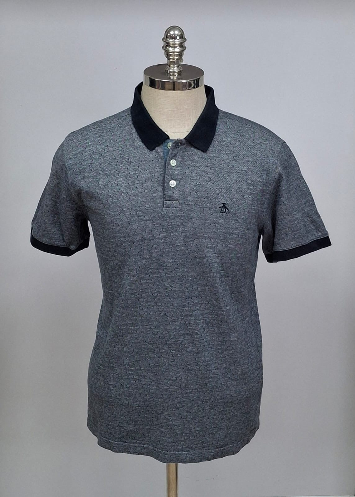 Camiseta Polo Original Penguin 🐧 en color gris y negro Talla L Entalle Regular