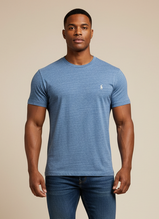 Camiseta cuello redondo Polo Ralph Lauren 🏇🏼 color celeste grisáceo Talla Large