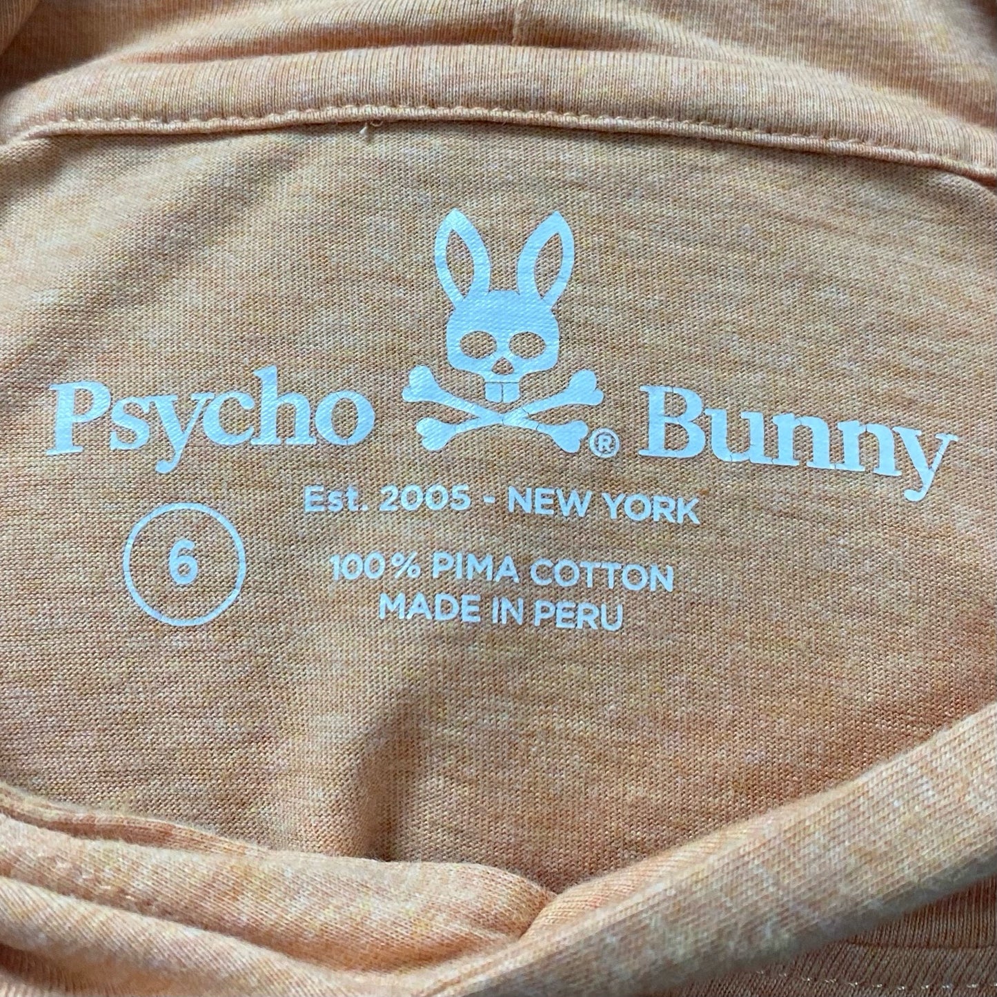 Sueter Jersey con capucha Psycho Bunny 🐰 color naranja claro Talla L Entalle Regular