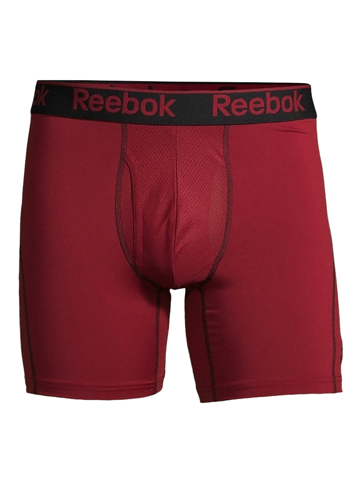 Combo de 3 Boxers Briefs Reebok Tela Performance en color negro, gris y rojo oscuro Largo Regular Talla M y L