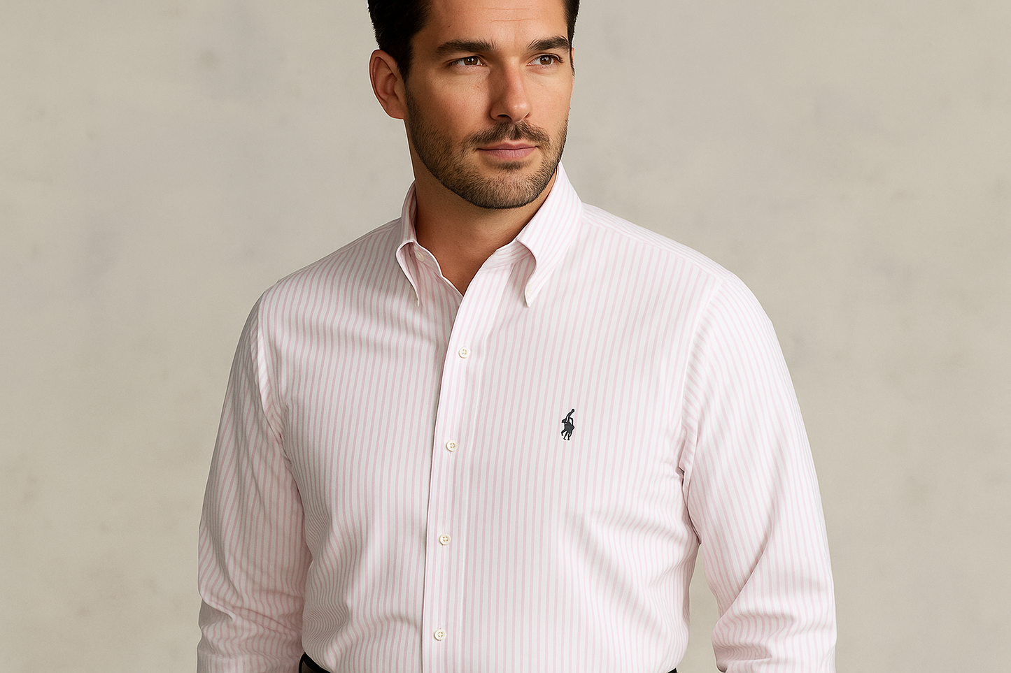 Camisa Polo Ralph Lauren 🏇🏼 de rayas en color rosado claro y blanco Talla XL Entalle Clásico